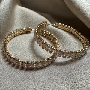 Gold Baguette Hoops